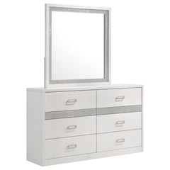 Viana White High Gloss Dresser With Mirror - Ornate Home