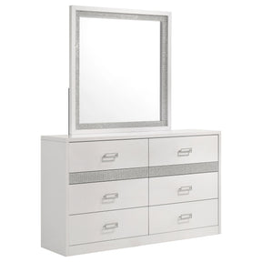 Viana White High Gloss Dresser With Mirror - Ornate Home