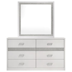 Viana White High Gloss Dresser With Mirror - Ornate Home