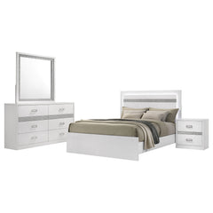 Viana White High Gloss E King 4 Pc Bedroom Set - Ornate Home