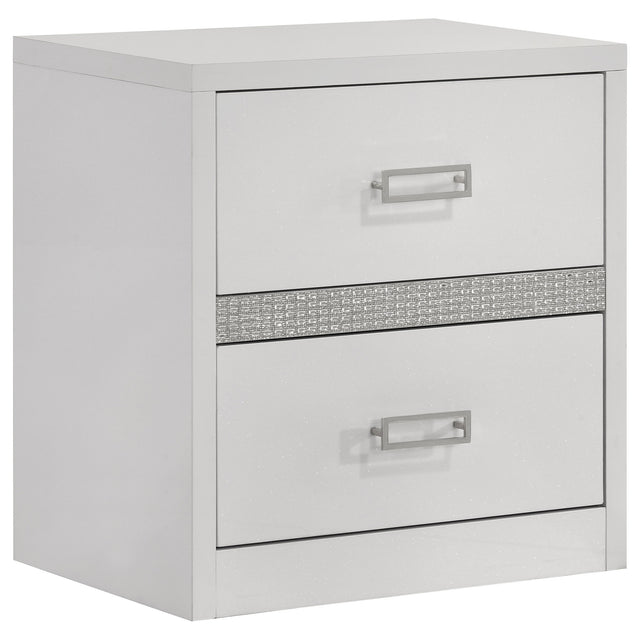 Viana White High Gloss Nightstand - Ornate Home