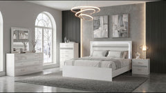 Viana White High Gloss Queen 5 Pc Bedroom Set - Ornate Home