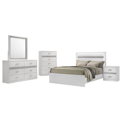Viana White High Gloss Queen 5 Pc Bedroom Set - Ornate Home