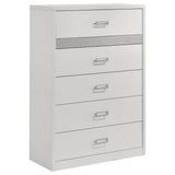 Viana White High Gloss Queen 5 Pc Bedroom Set - Ornate Home