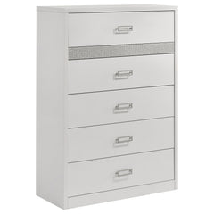 Viana White High Gloss Queen 5 Pc Bedroom Set - Ornate Home