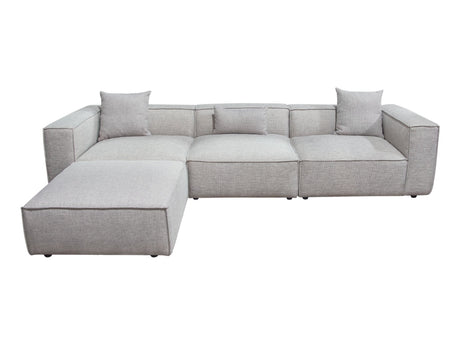 Vice Fabric 4pc Modular Sectional with Ottoman - Ornate Home