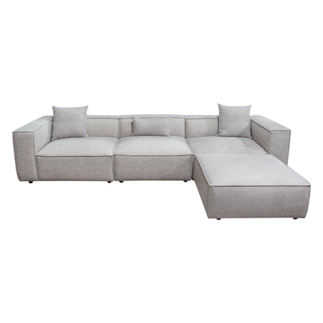 Vice Fabric 4pc Modular Sectional with Ottoman - Ornate Home