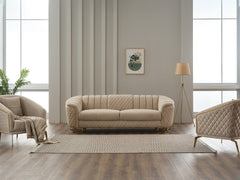 Victoria Cream 3-pieces (Sofa & Loveseat & Chair) Living Room Set - Ornate Home