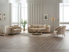 Victoria Cream 3-pieces (Sofa & Loveseat & Chair) Living Room Set - Ornate Home