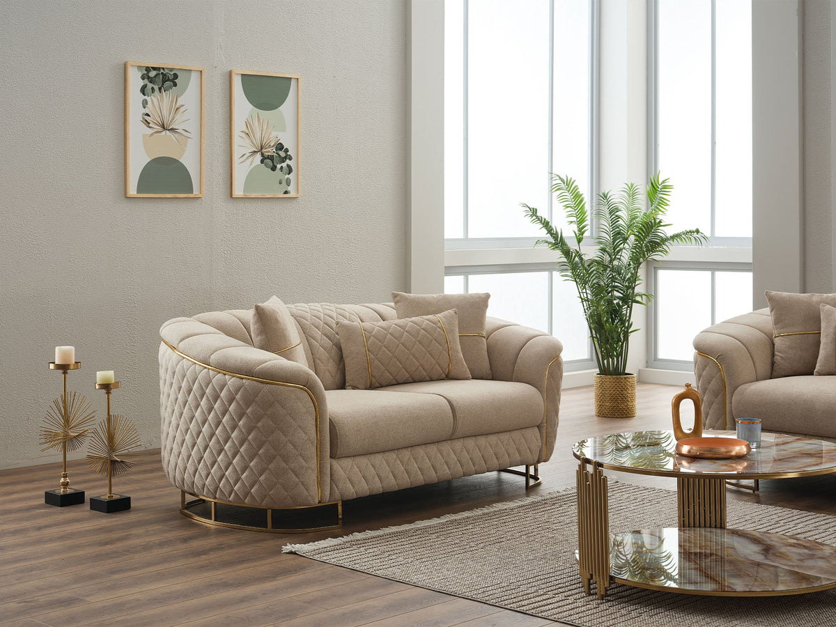 Victoria Cream Stationary Loveseat - Ornate Home