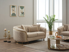 Victoria Cream Stationary Loveseat - Ornate Home