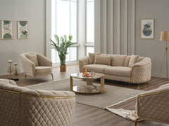 Victoria Cream Stationary Sofa - Ornate Home
