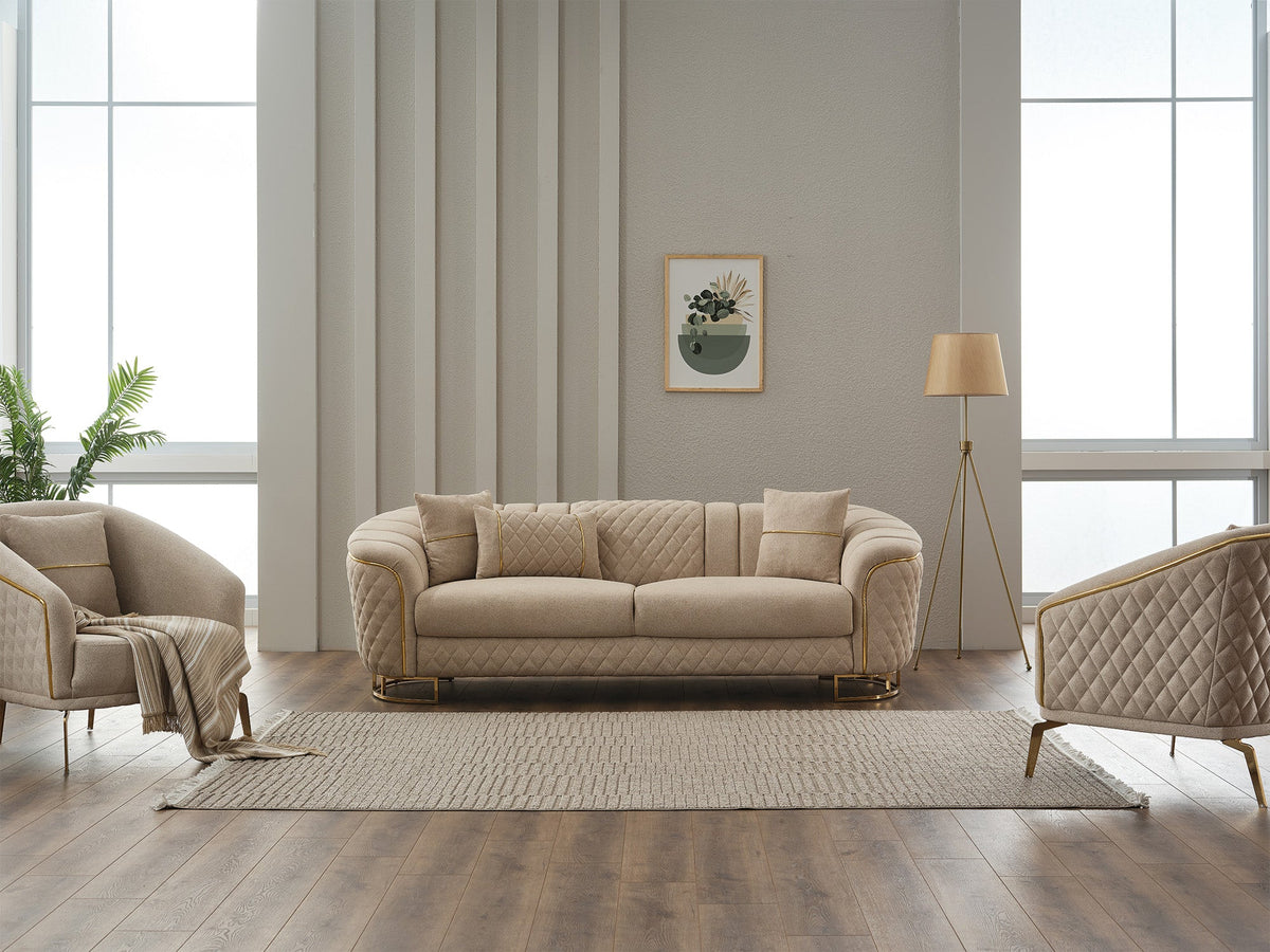 Victoria Cream Stationary Sofa - Ornate Home