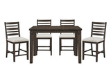Victoria Dark Espresso/Beige 5-Piece Counter Height Dining Table Set - Ornate Home