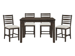 Victoria Dark Espresso/Beige 5-Piece Counter Height Dining Table Set - Ornate Home