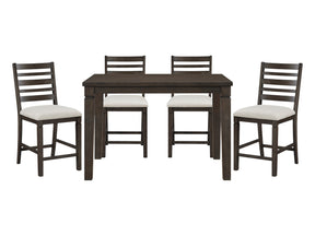 Victoria Dark Espresso/Beige 5-Piece Counter Height Dining Table Set - Ornate Home