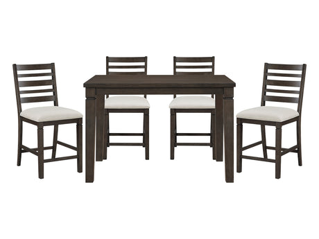 Victoria Dark Espresso/Beige 5-Piece Counter Height Dining Table Set - Ornate Home