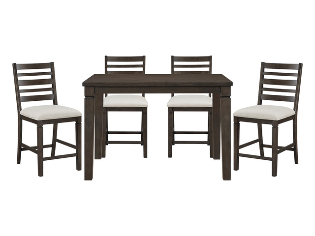 Victoria Dark Espresso/Beige 5-Piece Counter Height Dining Table Set - Ornate Home