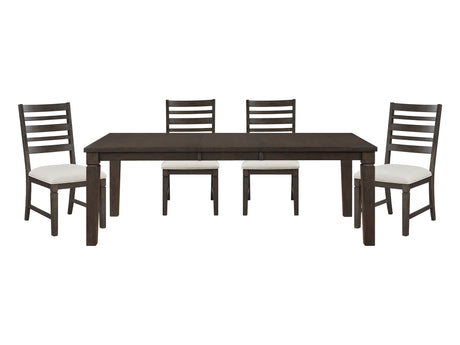 Victoria Dark Espresso/Beige 5-Piece Dining Table Set - Ornate Home