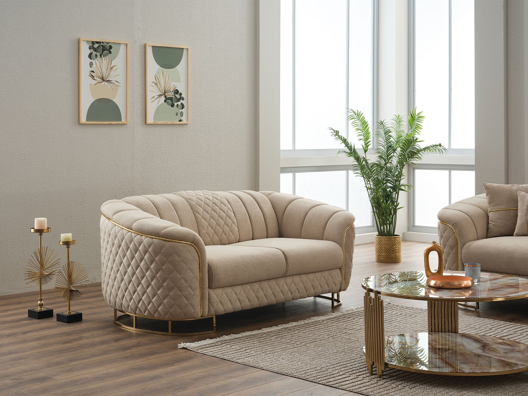 Victoria Cream Stationary Loveseat