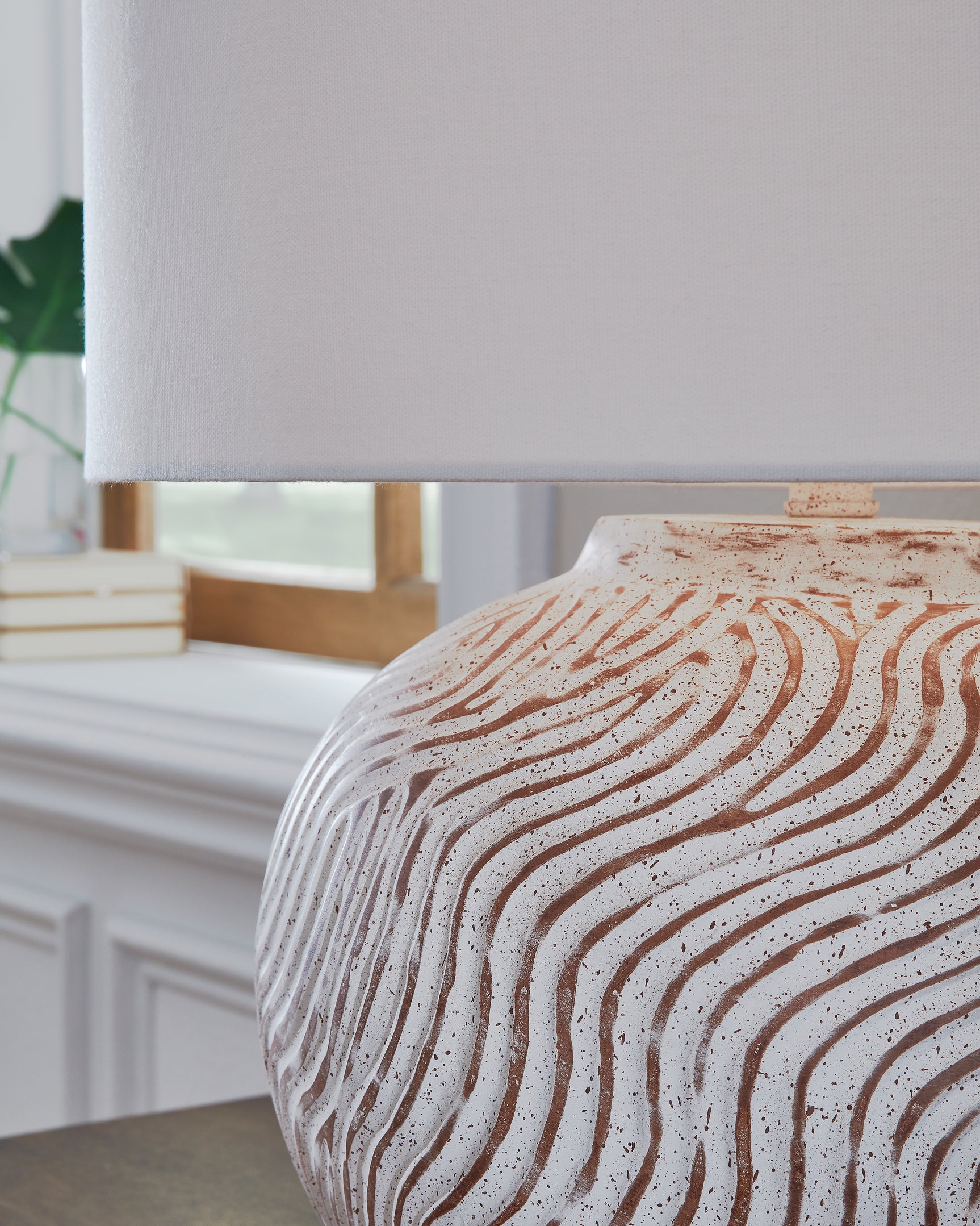 Vien Distressed White Table Lamp - Ornate Home