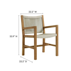 Vienna Natural 3-Piece Outdoor Patio Teak and Rope Dining Set with Armchairs - Ornate Home