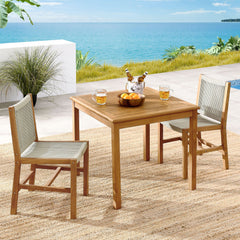Vienna Natural 3-Piece Outdoor Patio Teak and Rope Dining Set with Armless Chiars - Ornate Home