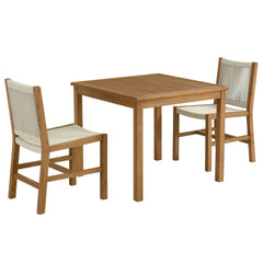 Vienna Natural 3-Piece Outdoor Patio Teak and Rope Dining Set with Armless Chiars - Ornate Home