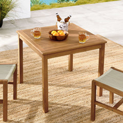Vienna Natural 34" Square Outdoor Patio Teak Wood Dining Table - Ornate Home