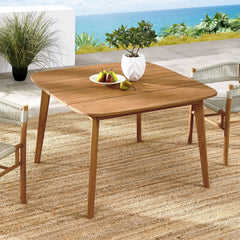 Vienna Natural 46" Square Outdoor Patio Teak Wood Dining Table - Ornate Home