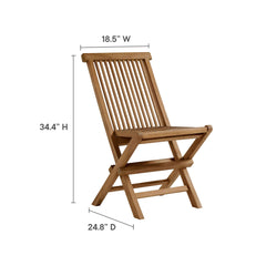 Vienna Natural 5-Piece Outdoor Patio Teak Wood Dining Set with Folding Chairs - Ornate Home