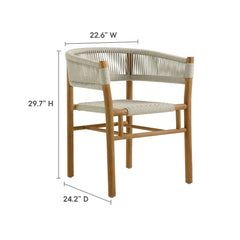 Vienna Natural 5-Piece Outdoor Patio Teak and Rope Dining Set with Curved-Back Armchairs - Ornate Home