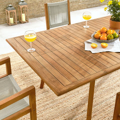 Vienna Natural 7-Piece Outdoor Patio Teak and Rope Dining Set - Ornate Home