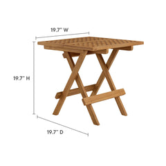 Vienna Natural/Black 3-Piece Outdoor Patio Teak and Rope Folding Lounge Chairs and Side Table - Ornate Home