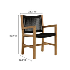 Vienna Natural/Black 5-Piece Outdoor Patio Teak and Rope Dining Set with Armchairs - Ornate Home