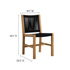 Vienna Natural/Black 5-Piece Outdoor Patio Teak and Rope Dining Set with Armless Chairs - Ornate Home