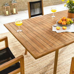 Vienna Natural/Black 7-Piece Outdoor Patio Teak and Rope Dining Set - Ornate Home