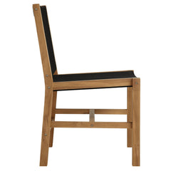 Vienna Natural/Black Outdoor Patio Teak and Rope Armless Dining Chairs (Set of 2) - Ornate Home