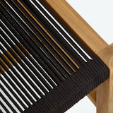 Vienna Natural/Black Outdoor Patio Teak and Rope Armless Dining Chairs (Set of 2) - Ornate Home