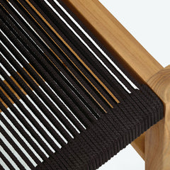 Vienna Natural/Black Outdoor Patio Teak and Rope Armless Dining Chairs (Set of 2) - Ornate Home