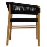 Vienna Natural/Black Outdoor Patio Teak and Rope Curved-Back Dining Armchairs (Set of 2) - Ornate Home
