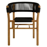 Vienna Natural/Black Outdoor Patio Teak and Rope Curved-Back Dining Armchairs (Set of 2) - Ornate Home
