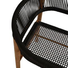 Vienna Natural/Black Outdoor Patio Teak and Rope Curved-Back Dining Armchairs (Set of 2) - Ornate Home