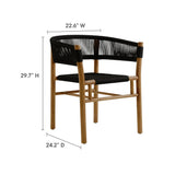 Vienna Natural/Black Outdoor Patio Teak and Rope Curved-Back Dining Armchairs (Set of 2) - Ornate Home