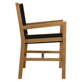 Vienna Natural/Black Outdoor Patio Teak and Rope Dining Armchairs (Set of 2) - Ornate Home