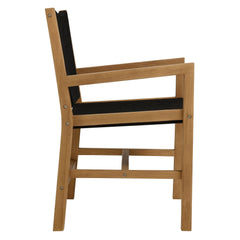 Vienna Natural/Black Outdoor Patio Teak and Rope Dining Armchairs (Set of 2) - Ornate Home