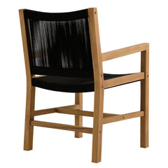 Vienna Natural/Black Outdoor Patio Teak and Rope Dining Armchairs (Set of 2) - Ornate Home