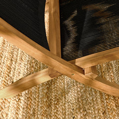 Vienna Natural/Black Outdoor Patio Teak and Rope Folding Accent Lounge Chair - Ornate Home