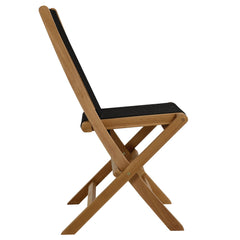 Vienna Natural/Black Outdoor Patio Teak and Rope Folding Chairs (Set of 4) - Ornate Home