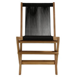 Vienna Natural/Black Outdoor Patio Teak and Rope Folding Chairs (Set of 4) - Ornate Home